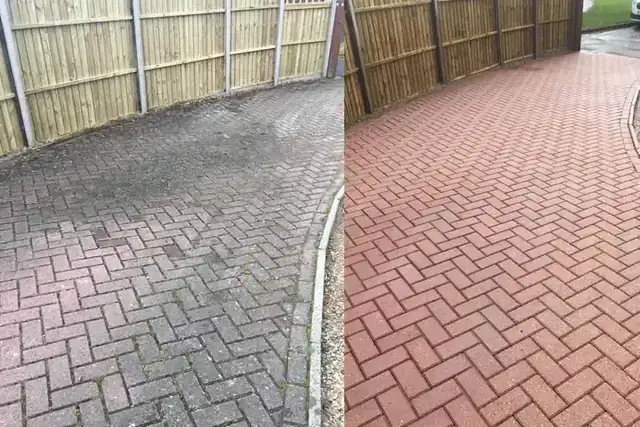 Driveway cleaning before and after